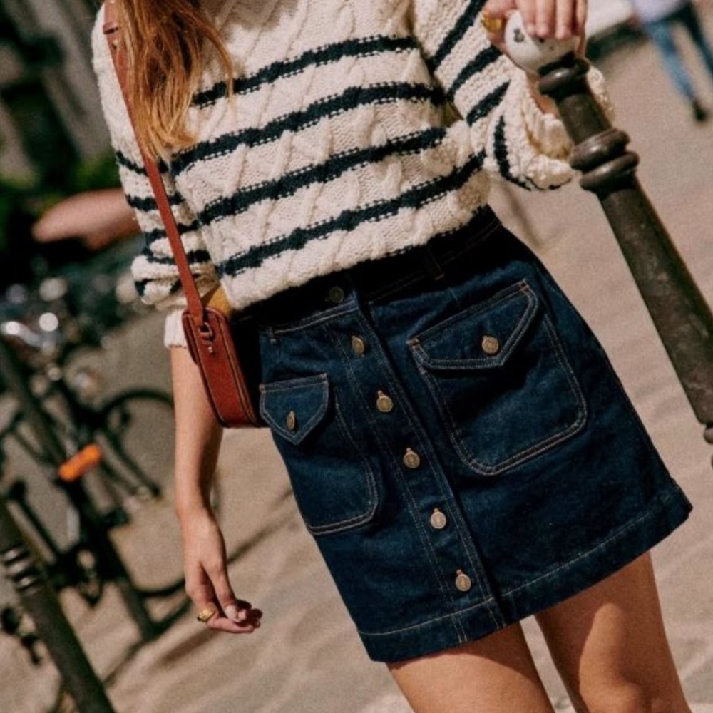 Sezane Bettie Skirt in Indigo